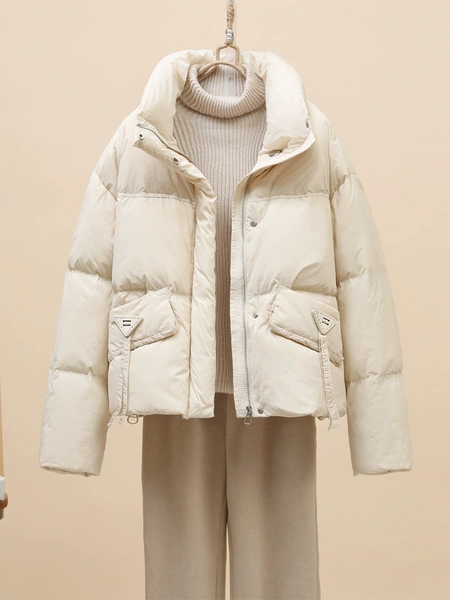 Áo phao lông vũ nữ lông vịt trắng dáng ngắn mùa đông