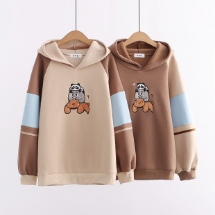 Áo hoodie nữ hình 3 con vật cõng nhau đi chơi