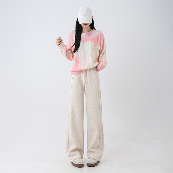 Quần ống rộng nữ giữ ấm bằng lông cừu và tơ tằm, cạp cao...