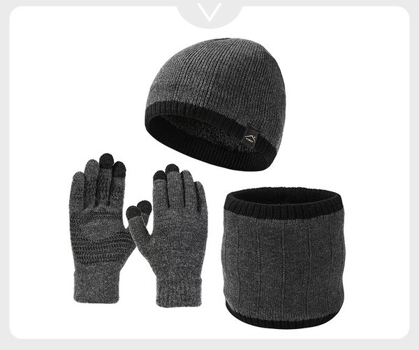 Bộ 3 món giữ ấm mùa thu đông: mũ len dày có lót nỉ, khăn...