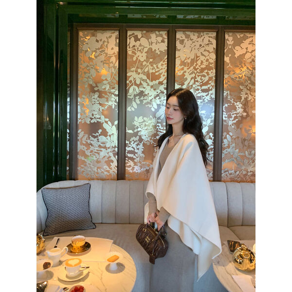 Áo choàng dạ len lông cừu nữ phong cách tiểu thư giữ ấm mùa...
