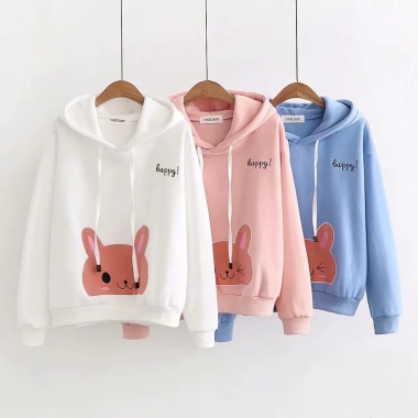 Áo hoodie hình mặt thỏ ngộ nghĩnh