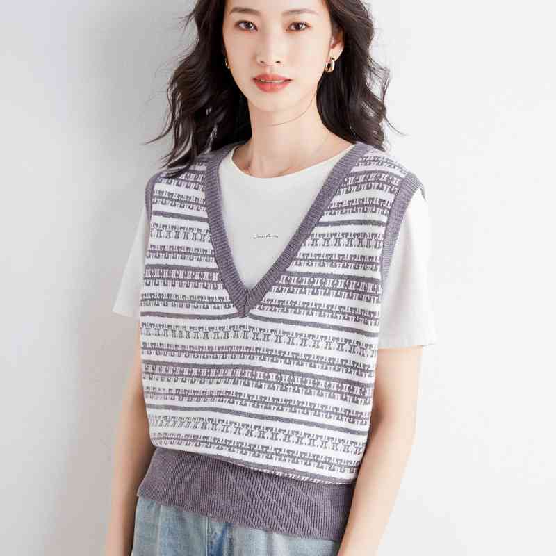 Áo len gile nữ dệt kim 