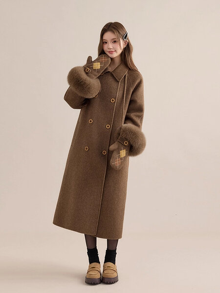 Áo khoác dạ lông cừu nữ phong cách tiểu thư quý phái, sang...