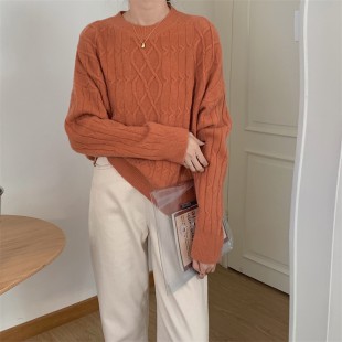 Áo len dệt kim nữ nhẹ nhàng giản dị mùa thu