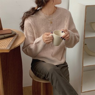 Áo len dệt kim xoắn thời trang mùa thu