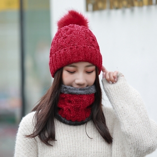 Set mũ len + quàng cổ