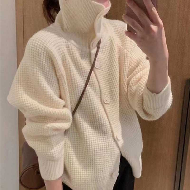 Áo khoác len cao cổ mới dành cho nữ phong cách cổ điển