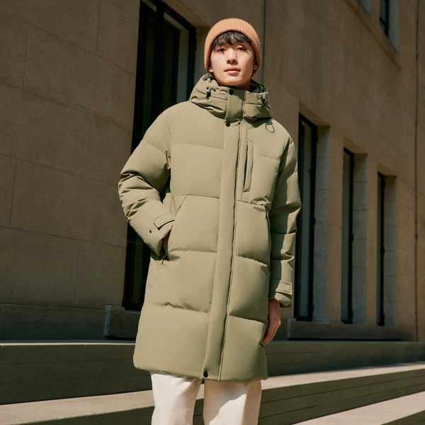 Áo khoác phao lông vũ nam đơn giản, có mũ trùm đầu, giữ ấm...