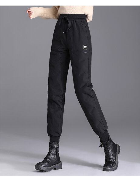 Quần phao nữ cargo lông vũ ấm dày