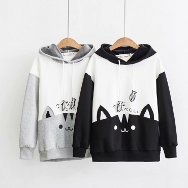 Áo hoodie hình mặt mèo