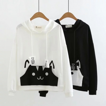 Áo hoodie hình mặt mèo
