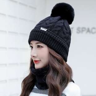 Set mũ len + quàng cổ nữ