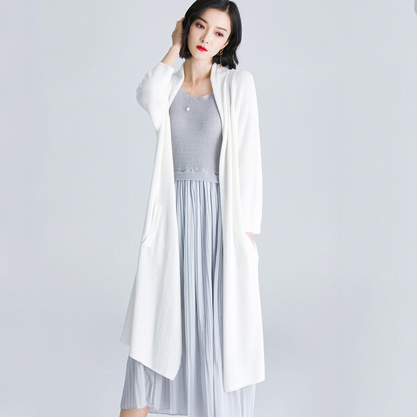 Áo khoác len cardigan dáng dài, mỏng nhẹ, chống nắng, vải len tơ