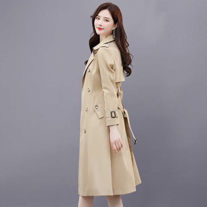 Áo khoác măng tô nữ kèm đai áo