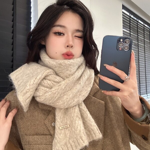 Khăn choàng dệt kim nữ phong cách mùa đông thời trang