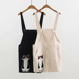 Quần yếm thêu hình chú mèo