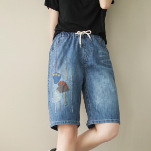 Quần short jean nữ phong cách retro