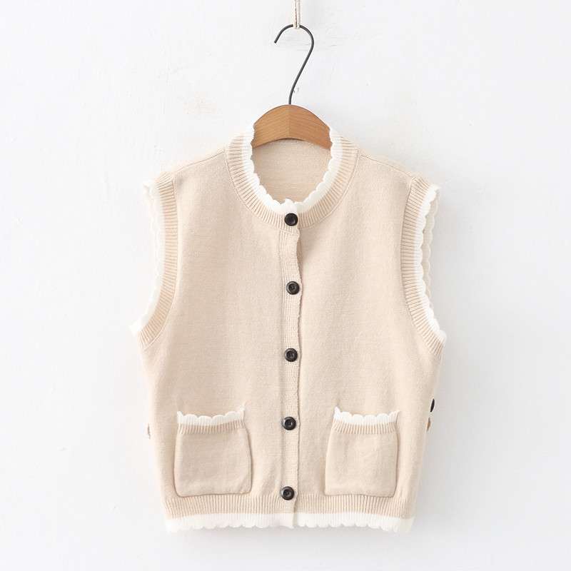 Áo khoác len gile nữ phối ren