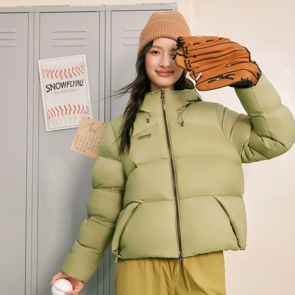 Áo khoác phao lông vũ nữ dáng ngắn chống gió