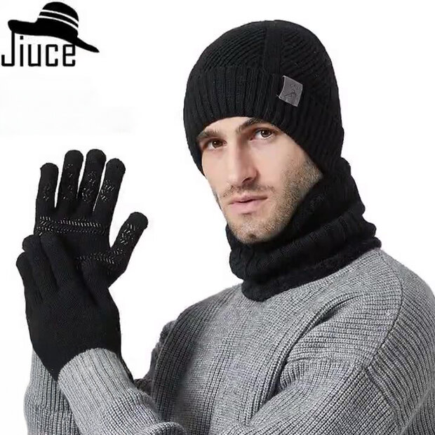 Bộ 3 mũ len quàng cổ bao tay nam