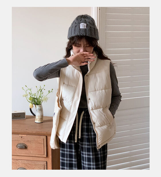 Áo phao gile nữ cổ đứng