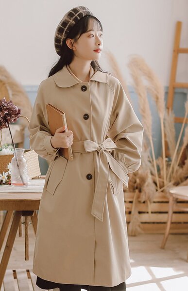 Áo khoác măng tô nữ dài vừa phải