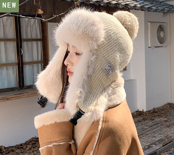 Mũ len che tai dày dặn, giữ ấm tốt mùa đông