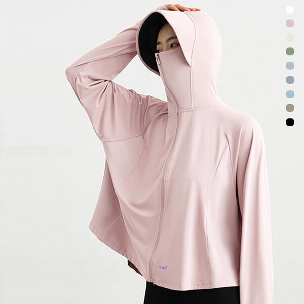 Áo khoác chống nắng nữ màu đen UPF99 có mũ, mỏng, mùa hè