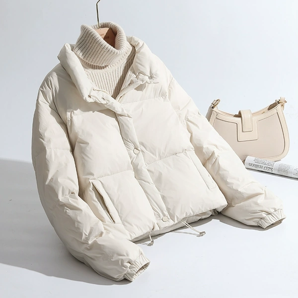 Áo khoác phao lông vũ cho nữ kiểu dáng ngắn cổ đứng dày mùa...