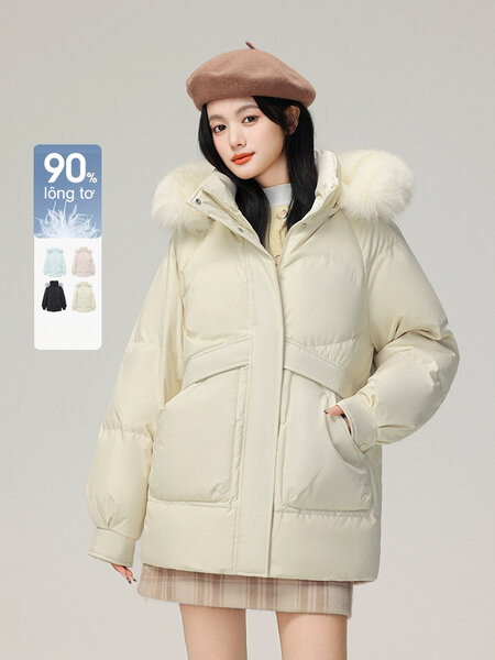 Áo khoác lông vũ nữ thời trang ấm áp mùa đông