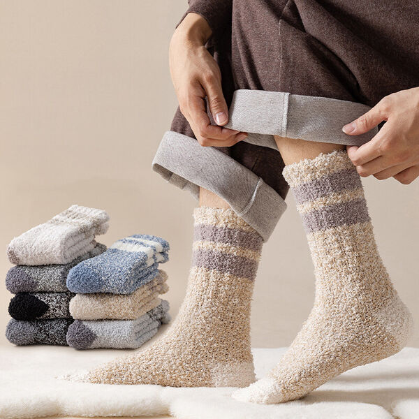 Tất nam cổ trung, lót lông dày giữ ấm mùa thu đông