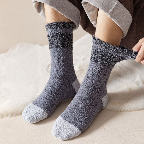 Tất nam lót lông san hô, cổ trung, dày dặn giữ ấm mùa thu đông