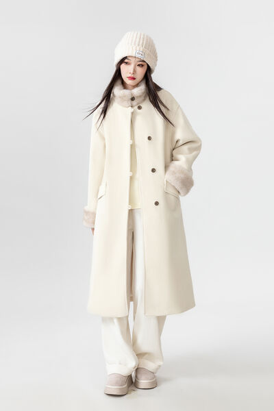 Áo khoác dạ nữ lót lông, dày dặn, giữ ấm mùa đông