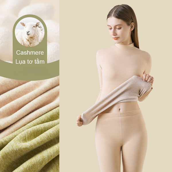 Bộ đồ giữ nhiệt nữ chất len lông cừu lót nhung dày, mặc...