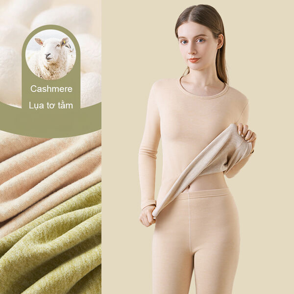 Quần áo giữ nhiệt nữ cổ tròn chất len lông cừu pha tơ tằm,...