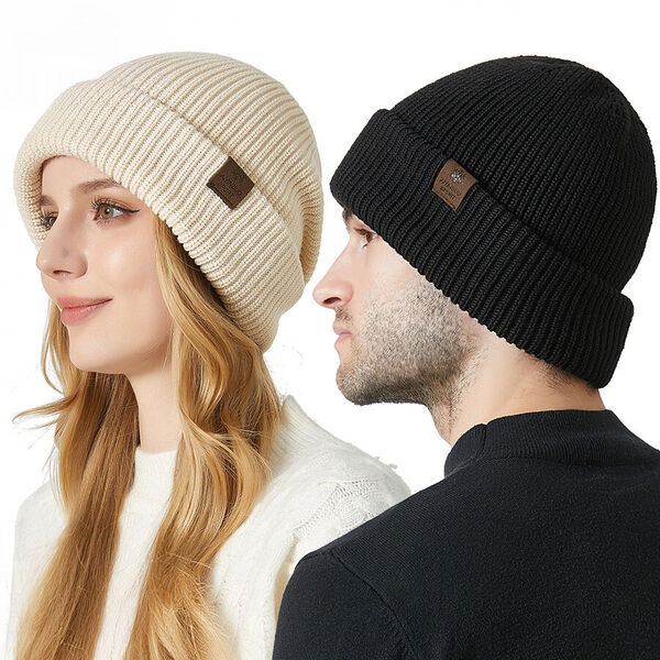 Mũ len nam nữ đan dày dặn hai lớp phong cách thường ngày, ngoài...
