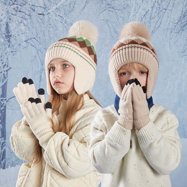 Mũ len kèm găng tay giữ ấm bé mùa đông