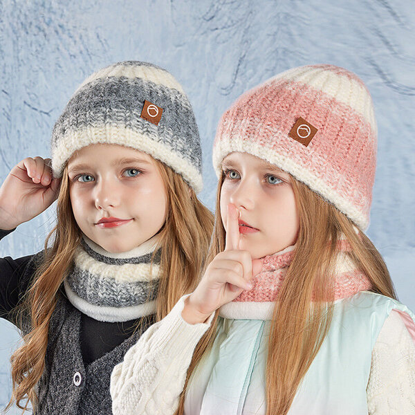 Bộ mũ len trùm đầu giữ ấm mùa đông cho bé