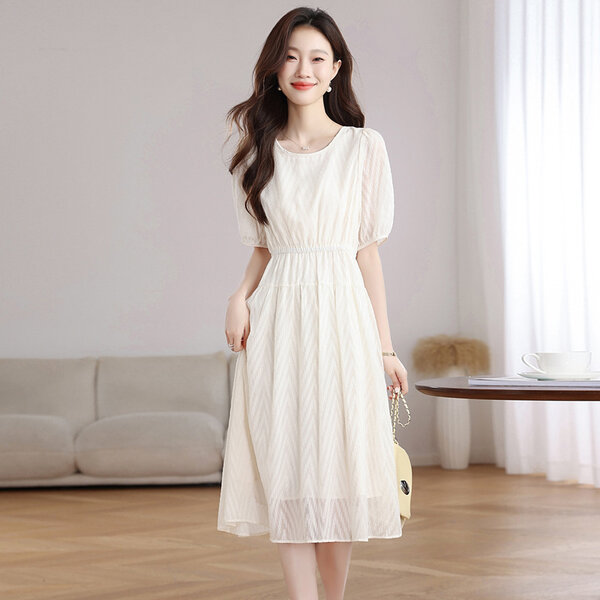 Đầm chiffon ngắn tay dáng chữ A cho nữ