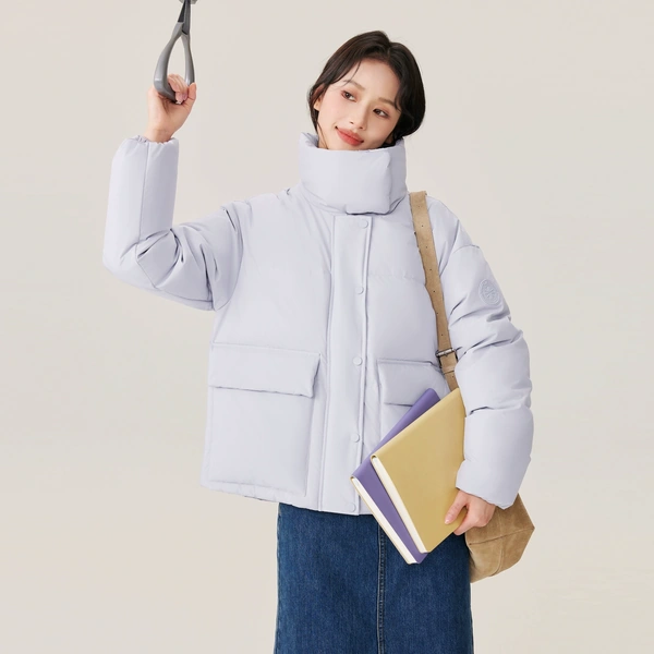 Áo khoác phao lông vũ nữ dáng suông mùa thu đông