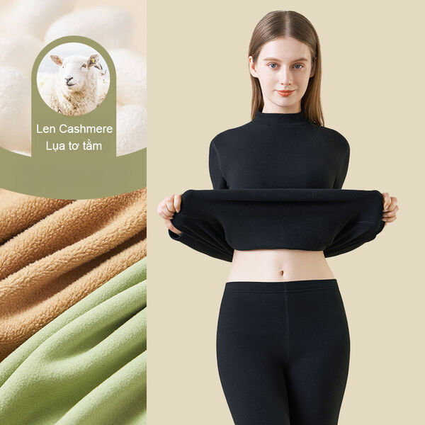 Bộ đồ giữ nhiệt nữ cổ lửng ấm áp mùa đông