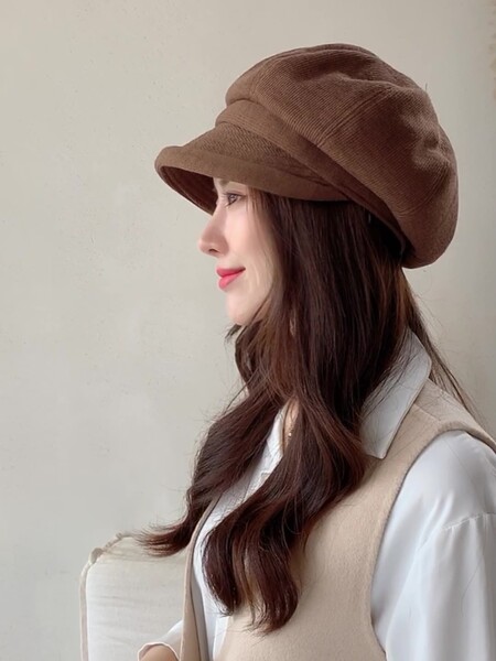 Mũ nồi nữ viền cuộn vintage thu đông