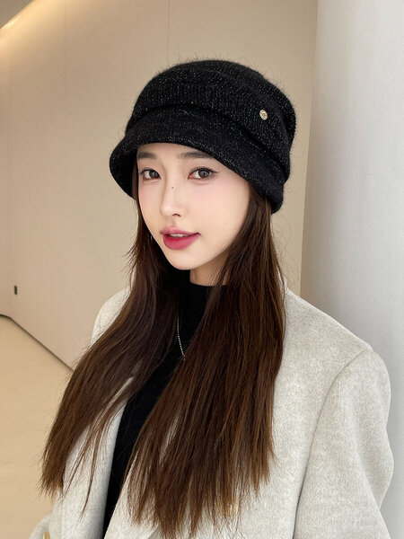 Mũ len cao cấp phong cách sang trọng nhẹ giữ ấm mùa đông cho nữ