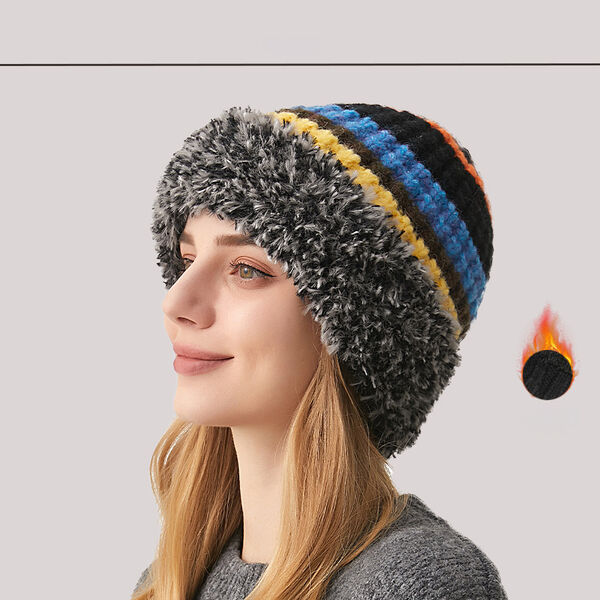 Mũ len nữ dày dặn, lót lông giữ ấm