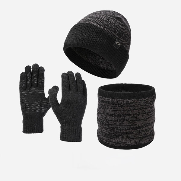 Bộ 3 món mũ len, khăn quàng và găng tay giữ ấm cho nam nữ.