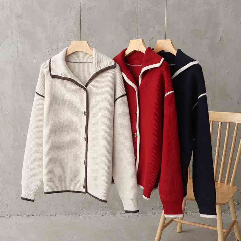 Áo khoác cardigan nữ dệt kim có vạt áo mới mùa thu đông