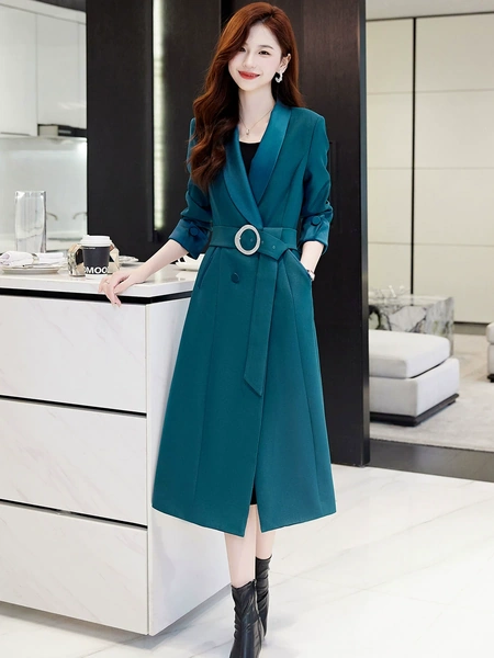 Áo khoác trench coat nữ dáng dài, phong cách thời thượng, thiết...