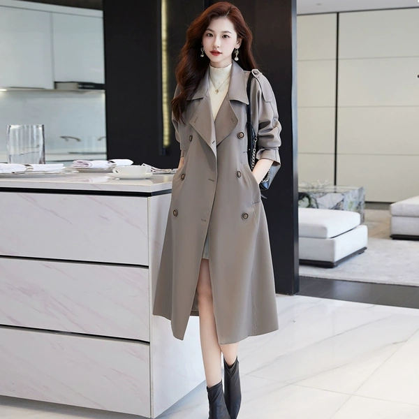 Áo khoác trench coat nữ dáng trung dài, phong cách Anh Quốc, form...