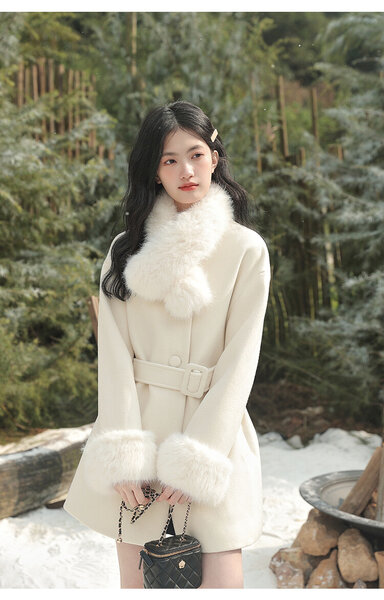 Áo khoác dạ lông cừu kiểu dáng nhẹ nhàng